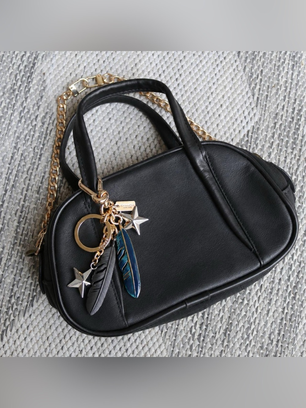 Coach Blue & Silver Feather and Star Bag Charm Keyring - Picture 2 of 7